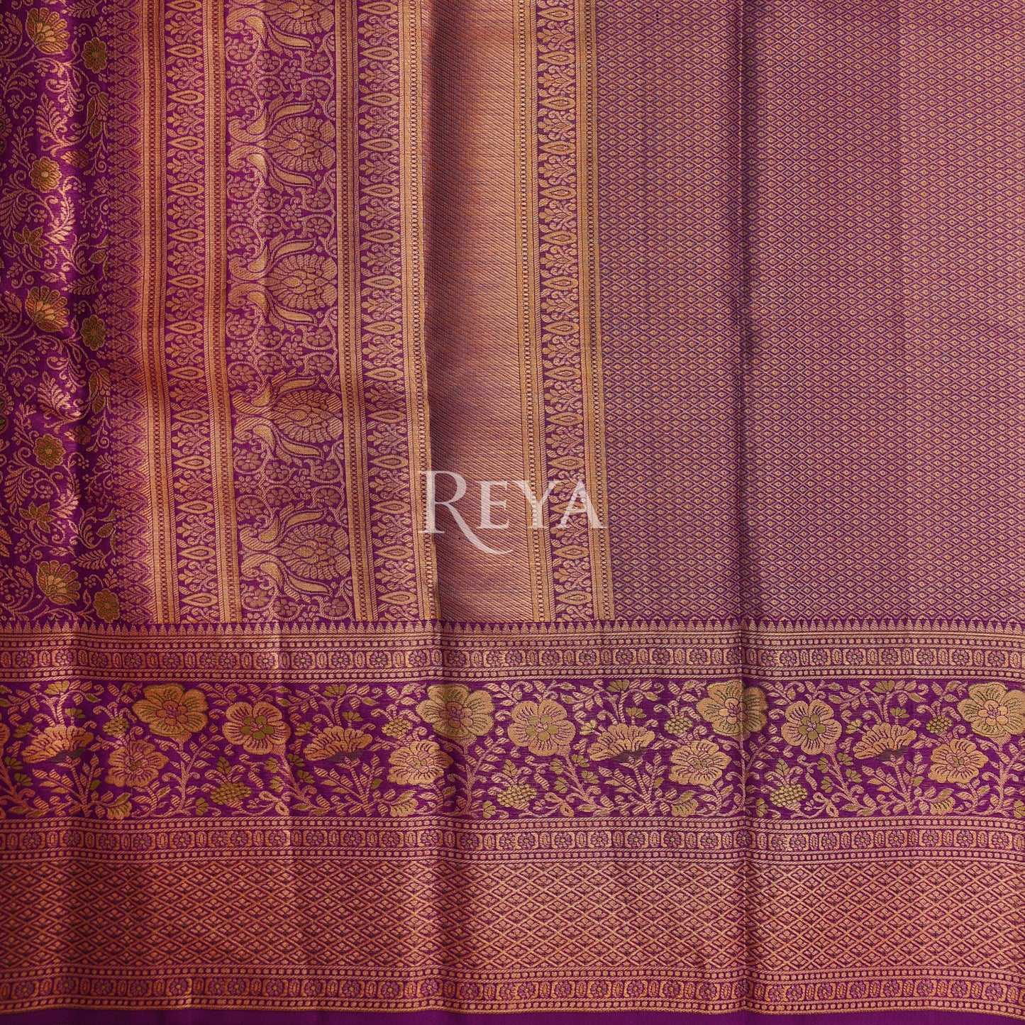 'Majesty of Kanjeevaram' in regal plum and heirloom gold