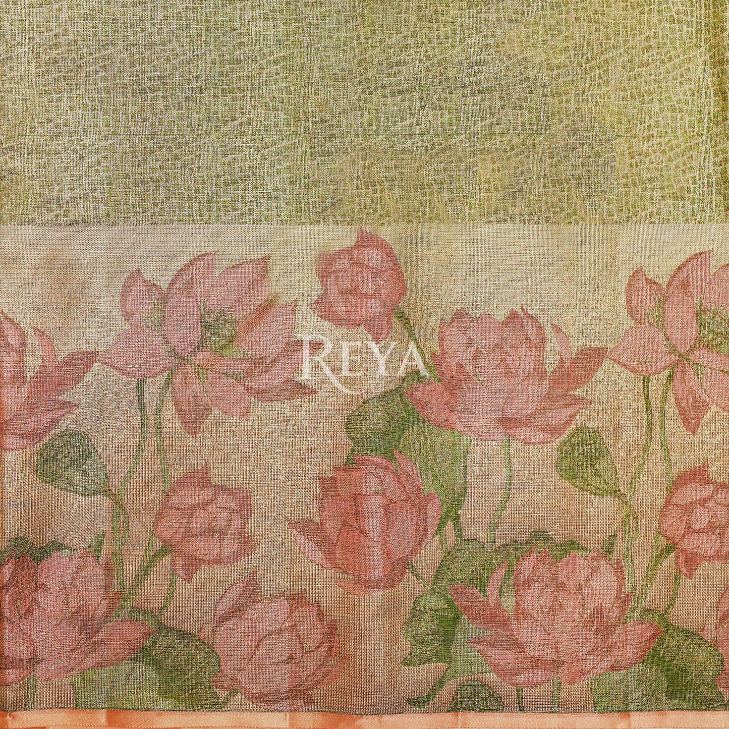 'Whispers of the Lotus Kanjeevaram' in antique gold tissue and blush rose