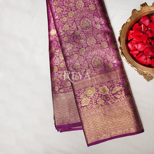 'Majesty of Kanjeevaram' in regal plum and heirloom gold