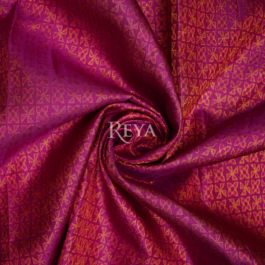 'Rosewood Serenade Kanjeevaram' in mauve checks and magenta glow