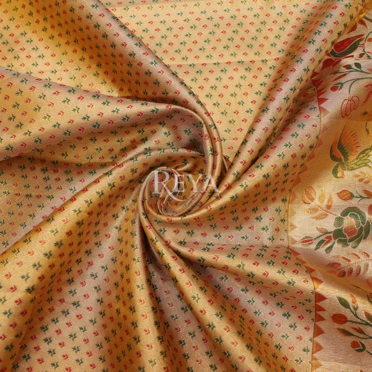 'Song of the Silk Garden Kanjeevaram' in pistachio green and meenakari hues