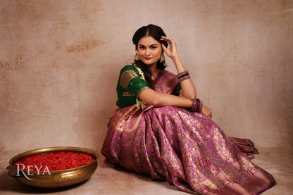 'Majesty of Kanjeevaram' in regal plum and heirloom gold