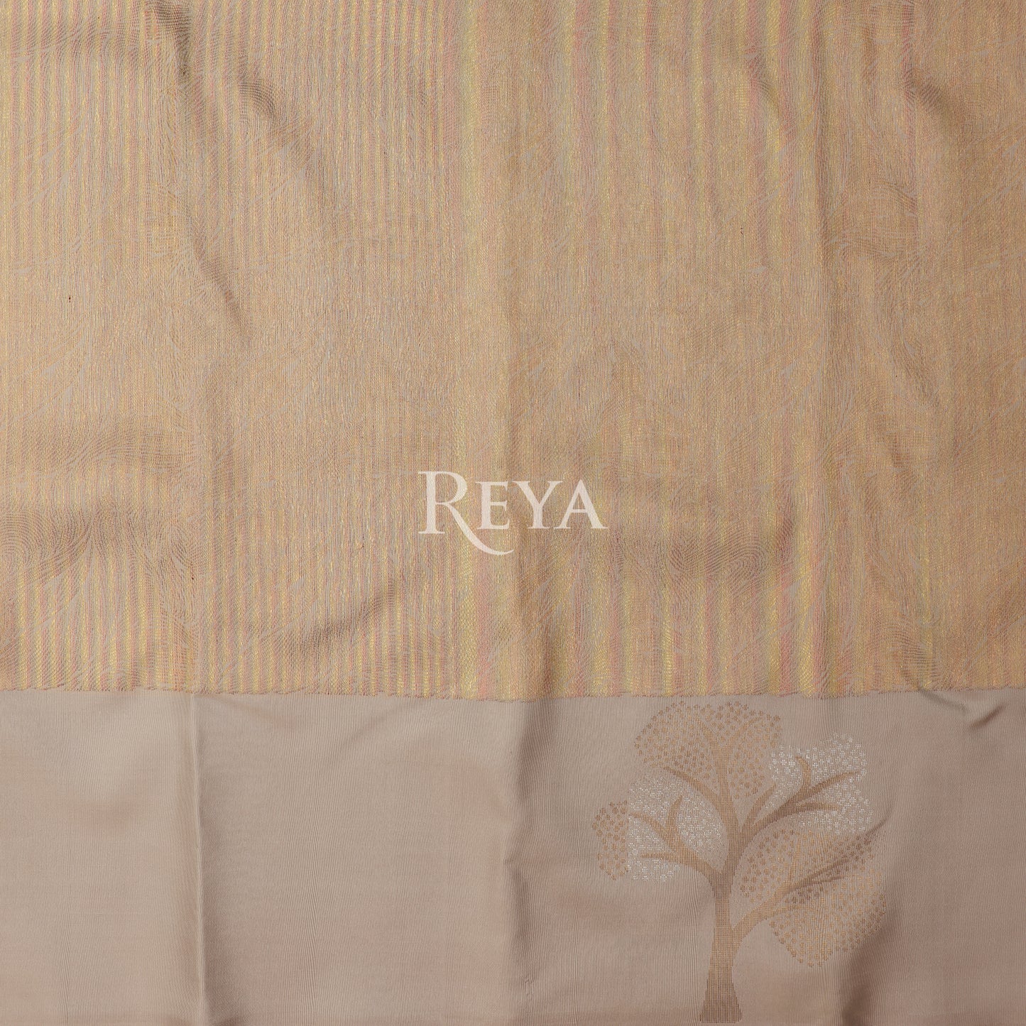 'Ivory Canopy Kanjeevaram' with woven tree motifs and shimmer
