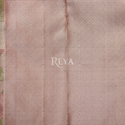 'Whispers of the Lotus Kanjeevaram' in antique gold tissue and blush rose