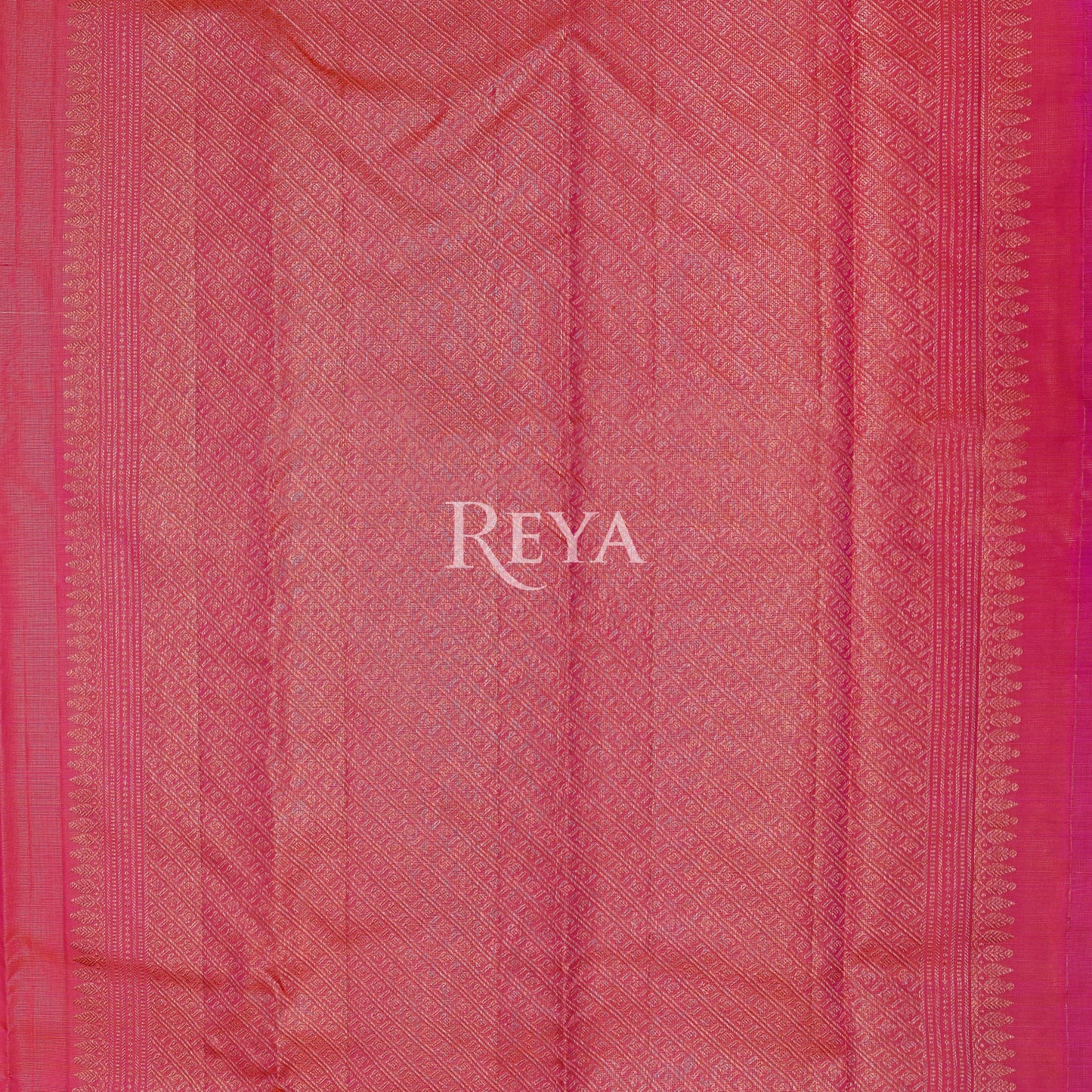 Radiant Ruby Kanjeevaram' in pink and gold zari florals