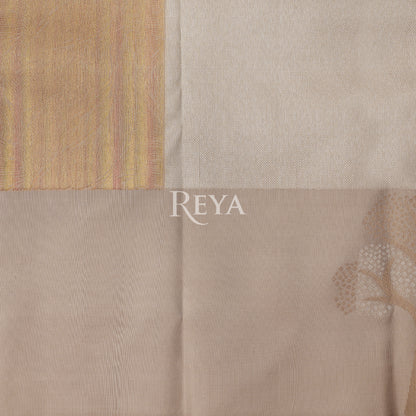 'Ivory Canopy Kanjeevaram' with woven tree motifs and shimmer